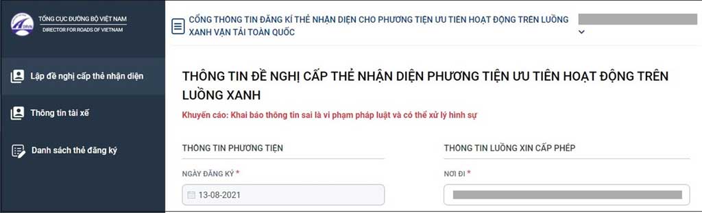 Hướng dẫn đăng ký luồng xanh