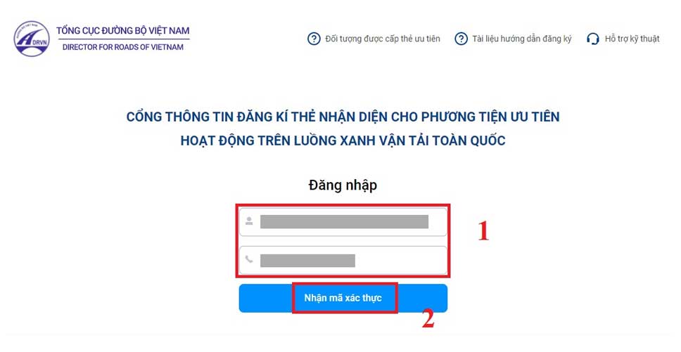 Website của tổng cục đường bộ