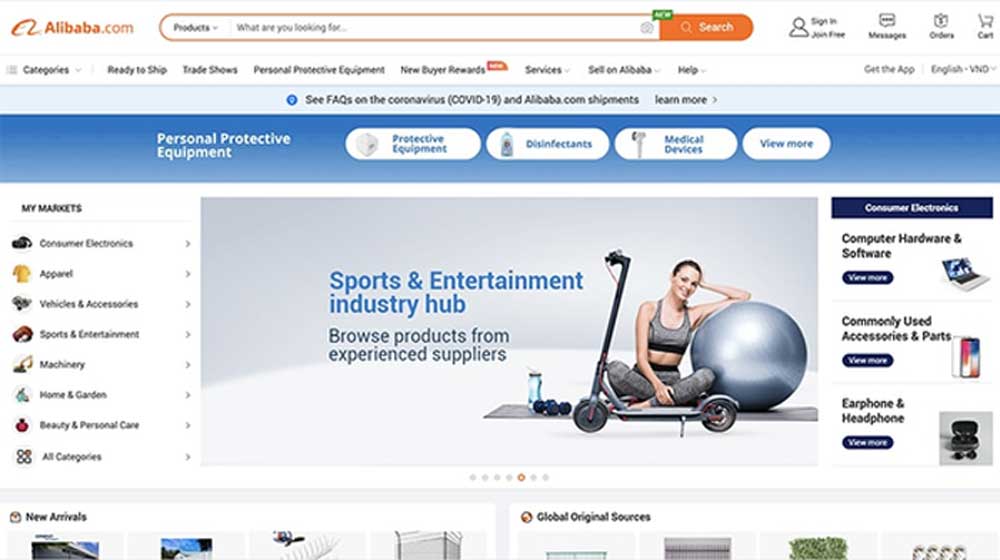 Mua hàng trên Alibaba