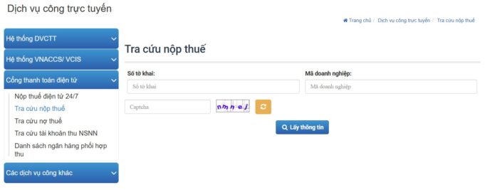 Tra cứu nộp thuế