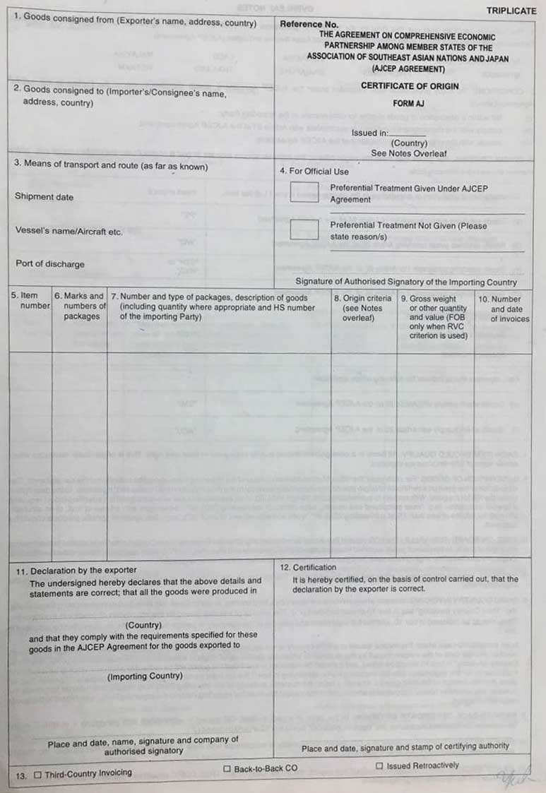 CO Form AJ là gì? Điều kiện áp dụng mẫu CO Form AJ 2 CO Form AJ