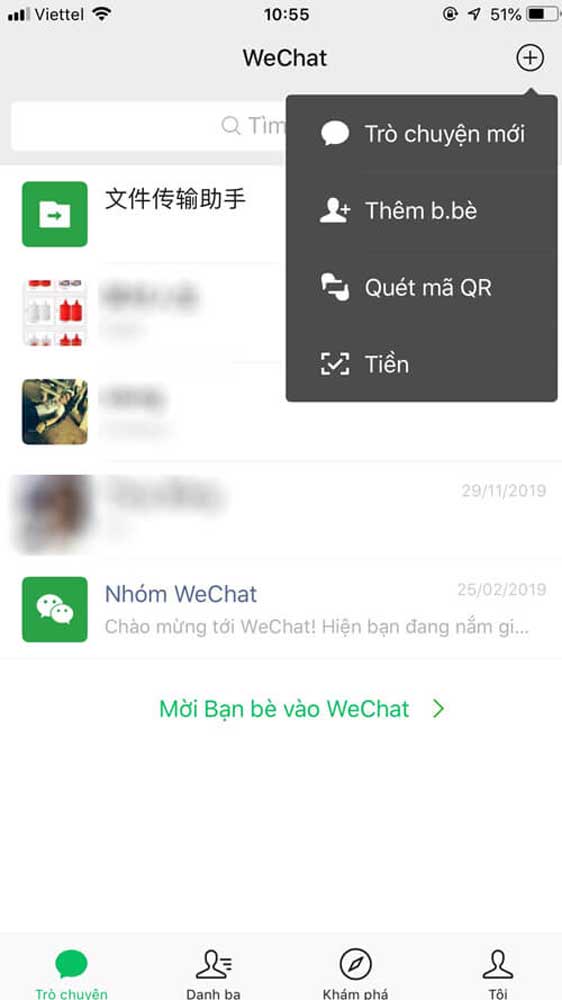 Đăng nhập ứng dụng Wechat