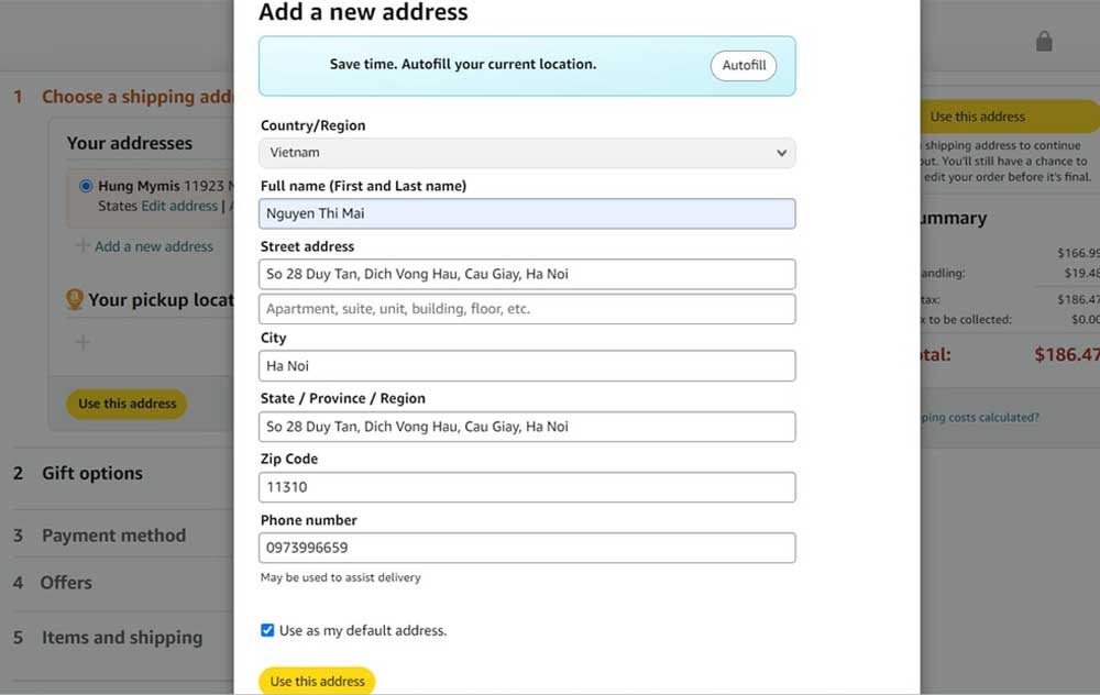 Cập nhật thông tin Amazon