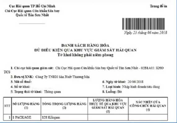 Mã vạch 1D hải quan