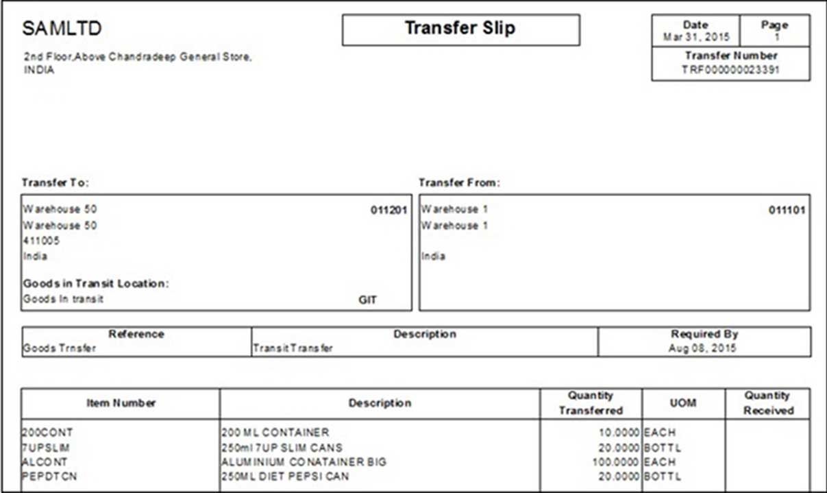 Transfer Slip